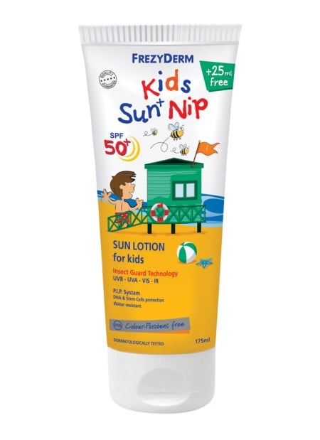 Frezyderm Kids Sun+ Nip SPF50+ Παιδικό Αντηλιακό Γαλάκτωμα με Εντομοαπωθητική Δράση 175ml+ ΔΩΡΟ 25m