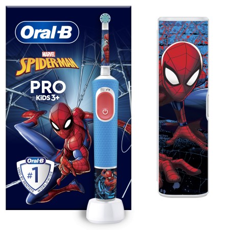 Oral B Kids Vitality Pro Spider Man Παιδική Ηλεκτρική Οδοντόβουρτσα με Θήκη Ταξιδίου για 3+ Ετών 1 