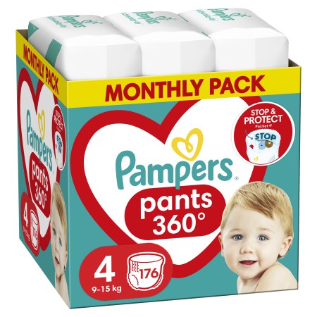 Pampers Pants 360° MSB Μέγεθος 4 [9-15kg] 176 Πάνες - Βρακάκι