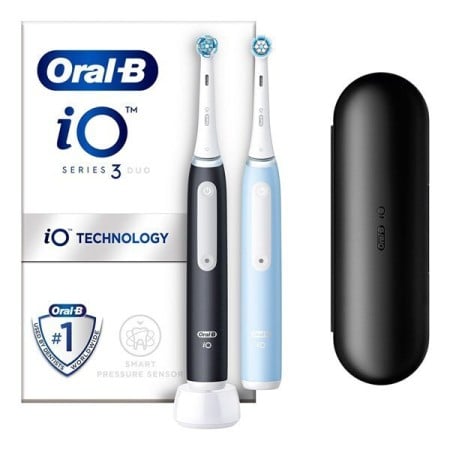 Oral B PROMO DUO iO Series 3 Ηλεκτρικές Οδοντόβουρτσες με Αισθητήρα Πίεσης Γαλάζιο & Μαύρο 2 Τε