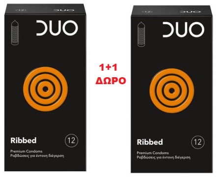 Duo Bundle Ribbed Προφυλακτικά με Ραβδώσεις 2 Πακέτα x 12 Τεμάχια [1+1 ΔΩΡΟ]