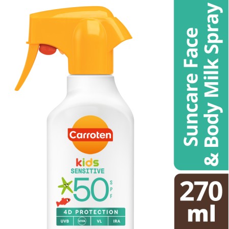 Carroten Sensitive Kids Suncare Trigger Milk Spray SPF50+ Παιδικό Αντηλιακό Γαλάκτωμα Προσώπου &amp