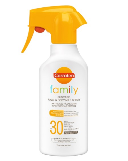 Carroten Family Suncare Milk Spray SPF30 Αντηλιακό Γαλάκτωμα Προσώπου & Σώματος σε Μορφή Spray 