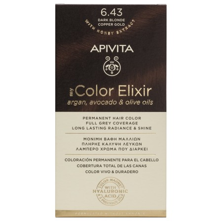 Apivita My Color Elixir No6.43 Ξανθό Σκούρο - Χάλκινο Μελί Κρέμα Βαφή Σε Σωληνάριο 50ml - Ενεργοποι