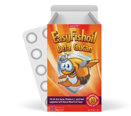 Power Health EasyFishoil Beta Glucan Kids Παιδικό Συμπλήρωμα Διατροφής με Ωμέγα 3 Λιπαρά Οξέα Γεύση