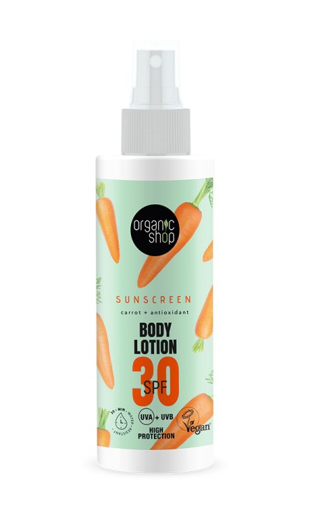 Natura Siberica Organic Shop Sunscreen Body Lotion SPF30 Carrot Αντηλιακή Λοσιόν Σώματος σε Μορφή S