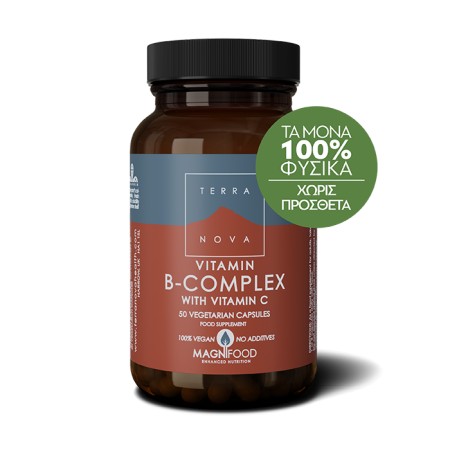 Terranova B Complex With Vitamin C Σύνθεση Βιταμινών για το Νευρικό Σύστημα 50 Φυτικές Κάψουλες