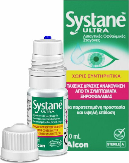 Alcon Systane Ultra Eye Drops Λιπαντικές Οφθαλμικές Σταγόνες για την Ανακούφιση από τα Συμπτώματα τ