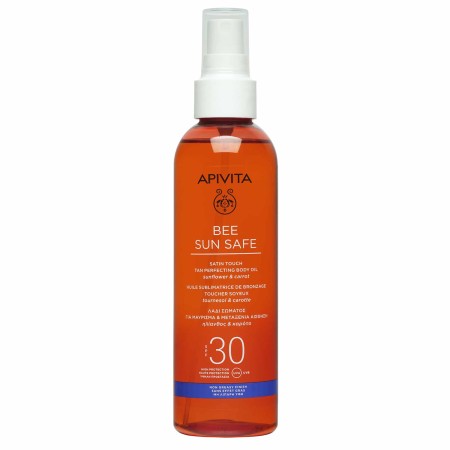 Apivita Bee Sun Safe SPF30 Tan Perfecting Body Oil Λάδι Σώματος για Μαύρισμα με Ηλίανθο και Καρότο 