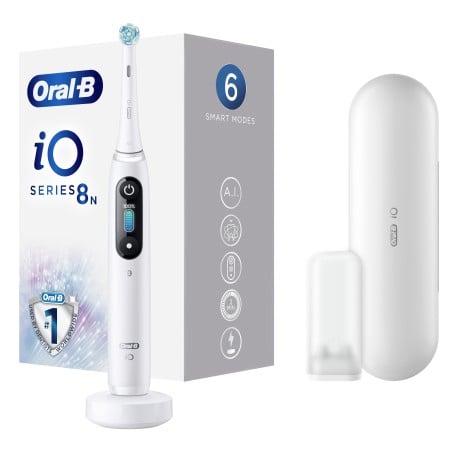 Oral B iO Series 8 Ηλεκτρική Οδοντόβουρτσα Magnetic White Alabaster Λευκή με Χρονομετρητή και Αισθη