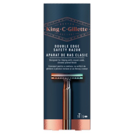 Gillette King C. Gillette Ανδρική Ξυριστική Μηχανή Ασφαλείας - 5 Ξυράφια Διπλής Ακμής