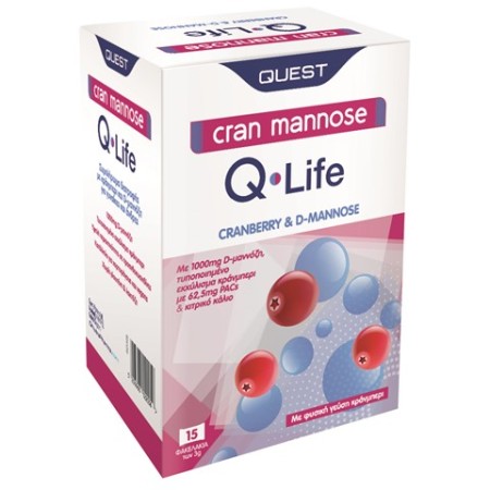 Quest Cran Mannose Q-Life Cranberry & D-Mannose, Συμπλήρωμα Διατροφής για την Καλή Λειτουργία τ