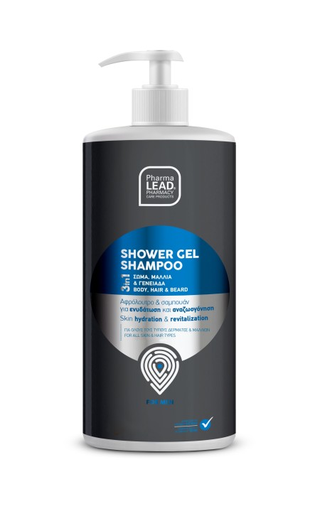 PharmaLead Men's Shower Gel & Shampoo Αφρόλουτρο - Σαμπουάν για τον Άνδρα 3 σε 1 1000ml