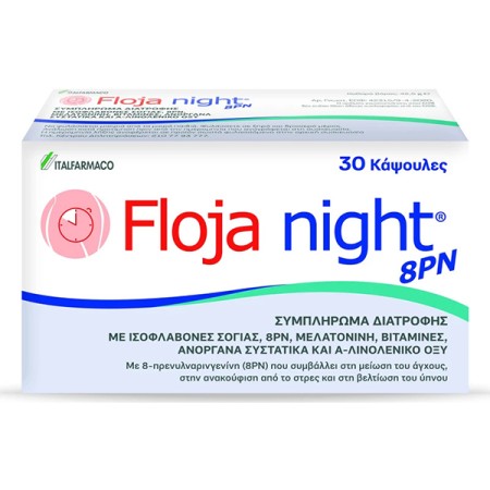 ITF Floja Night 8PN Συμπλήρωμα Διατροφής για την Αντιμετώπιση των Συμπτωμάτων της Εμμηνόπαυσης 30 Κ