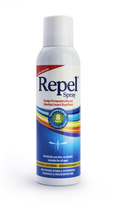 Uni Pharma Repel Άοσμο Εντομοαπωθητικό Spray με Προστασία 8 Ωρών 150ml